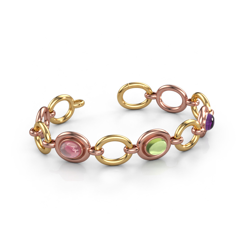 Image of Link bracelet Maxima 3 585 rose gold Tourmaline pink 9x7 mm