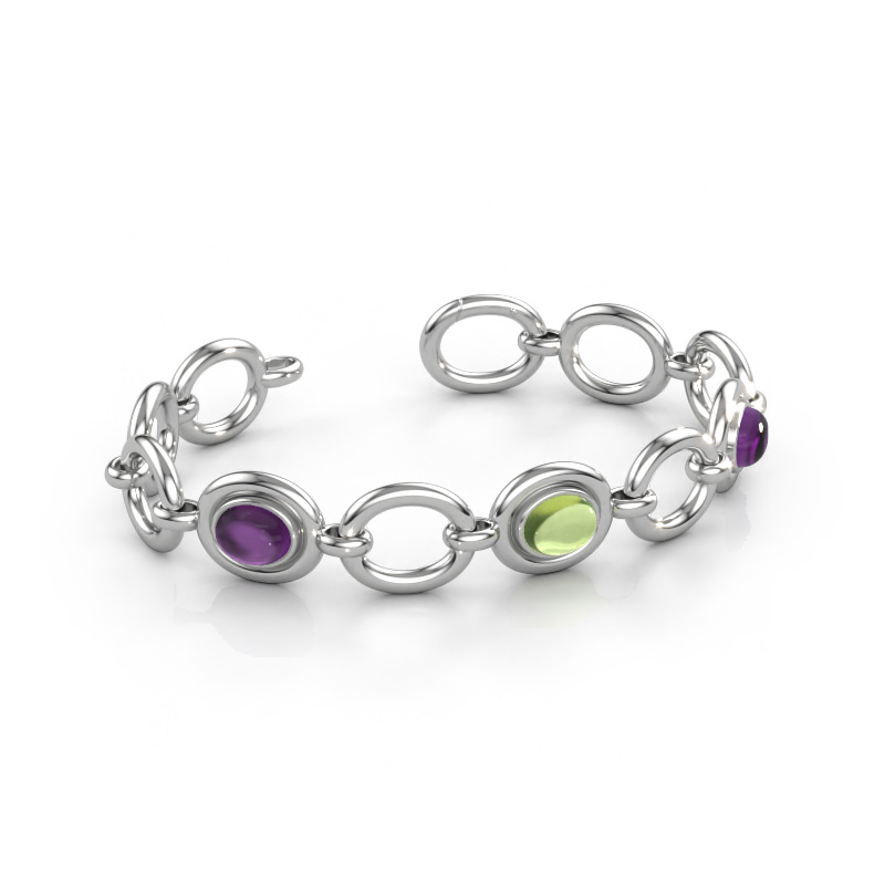 Immagine di Bracciale a maglie Maxima 3 585 oro bianco Ametista 9x7 mm