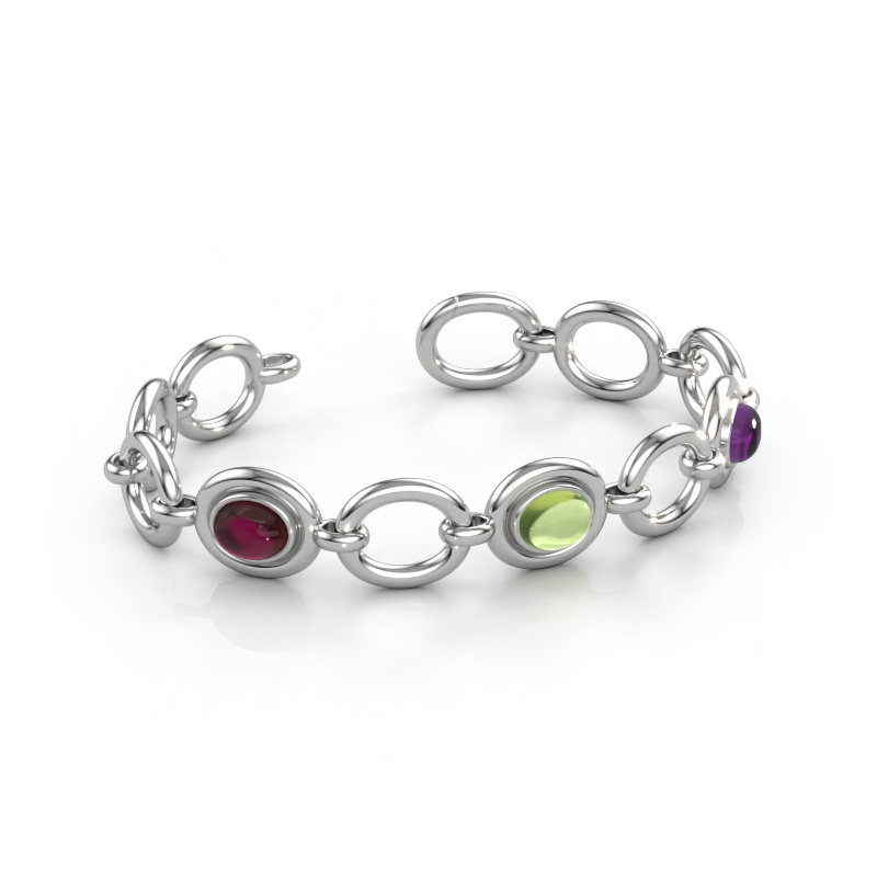 Immagine di Bracciale a maglie Maxima 3 585 oro bianco Granato 9x7 mm