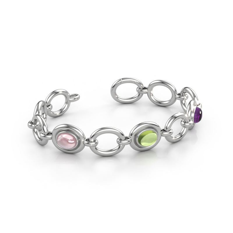 Immagine di Bracciale a maglie Maxima 3 585 oro bianco Morganite champagne 9x7 mm