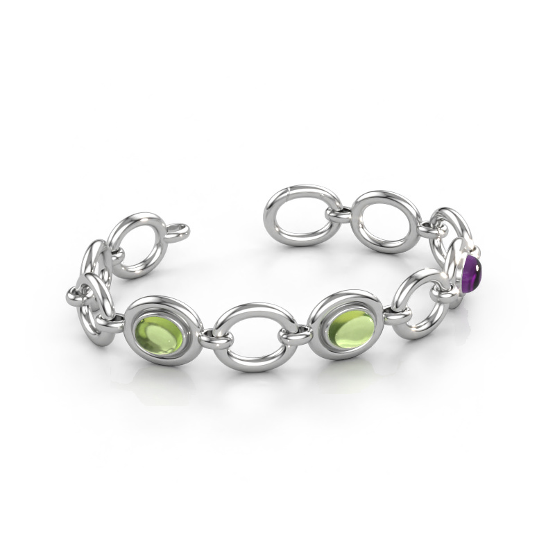 Bild av Länkarmband Maxima 3 585 vitt guld Peridot 9x7 mm