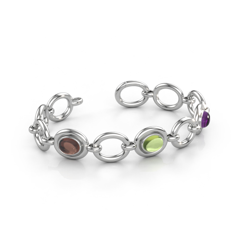 Immagine di Bracciale a maglie Maxima 3 585 oro bianco Quarzo fumé 9x7 mm