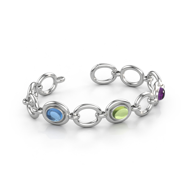 Immagine di Bracciale a maglie Maxima 3 585 oro bianco Topazio blu 9x7 mm