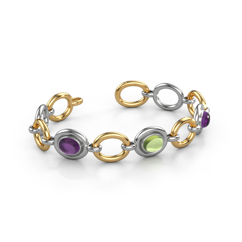 Image of Link bracelet Maxima 3 585 white gold Amethyst 9x7 mm