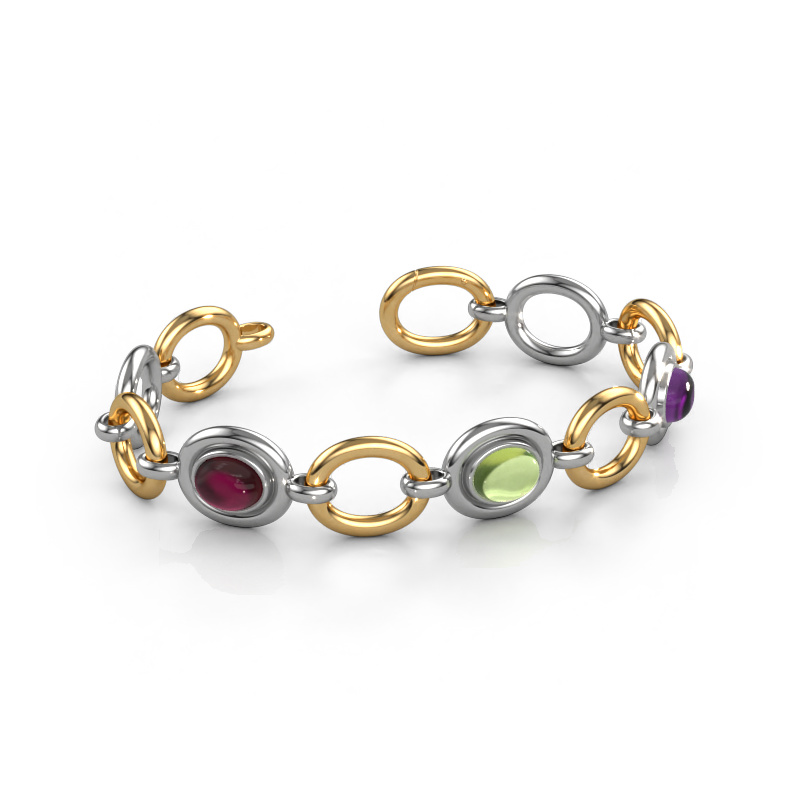 Image of Link bracelet Maxima 3 585 white gold Garnet 9x7 mm