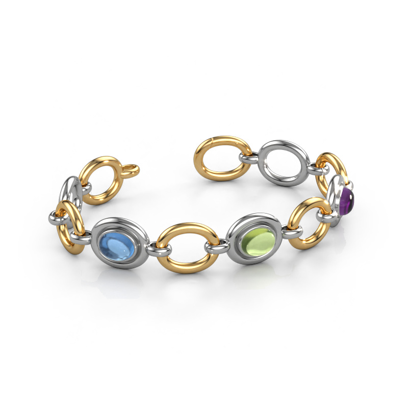 Image of Link bracelet Maxima 3 585 white gold Blue topaz 9x7 mm