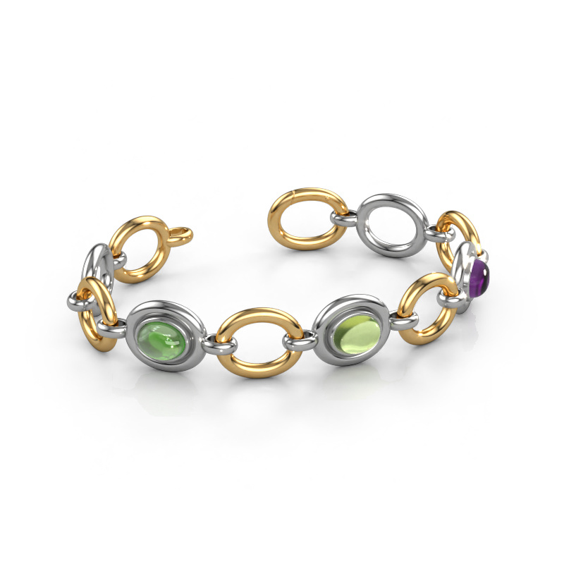 Image of Link bracelet Maxima 3 585 white gold Tourmaline green 9x7 mm