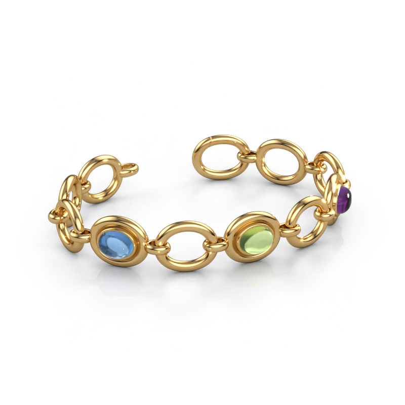 Image de Bracelet maillons Maxima 3 585 or jaune Topaze bleue 9x7 mm