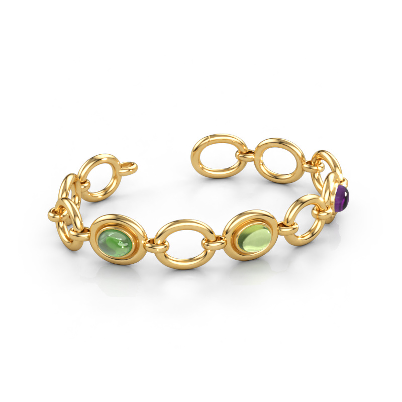 Bild von Gliederarmband Maxima 3 585 Gold Turmalin grün 9x7 mm