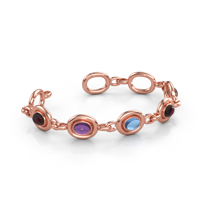 Bild av Länkarmband Maxima 5 585 roséguld Granat 8x6 mm