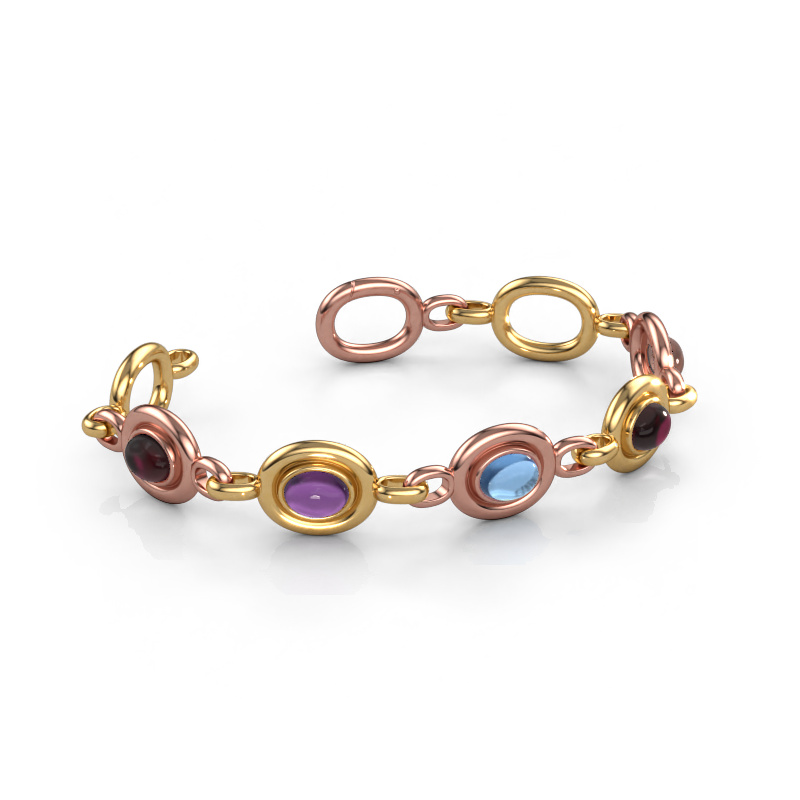 Bild von Gliederarmband Maxima 5 585 Roségold Granat 8x6 mm