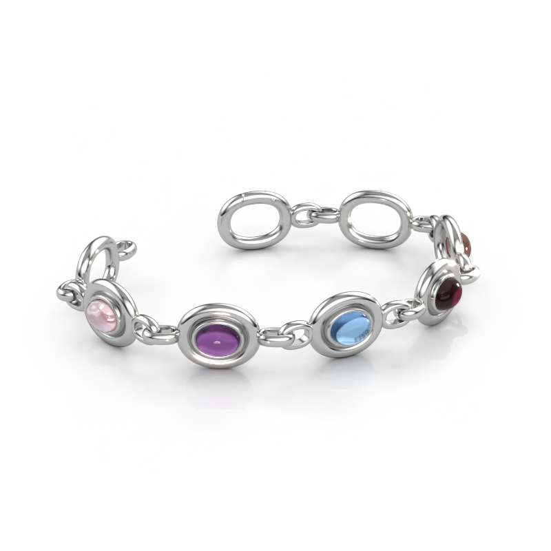 Immagine di Bracciale a maglie Maxima 5 585 oro bianco Morganite champagne 8x6 mm