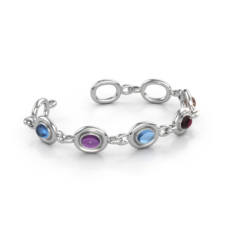 Immagine di Bracciale a maglie Maxima 5 585 oro bianco Topazio blu 8x6 mm
