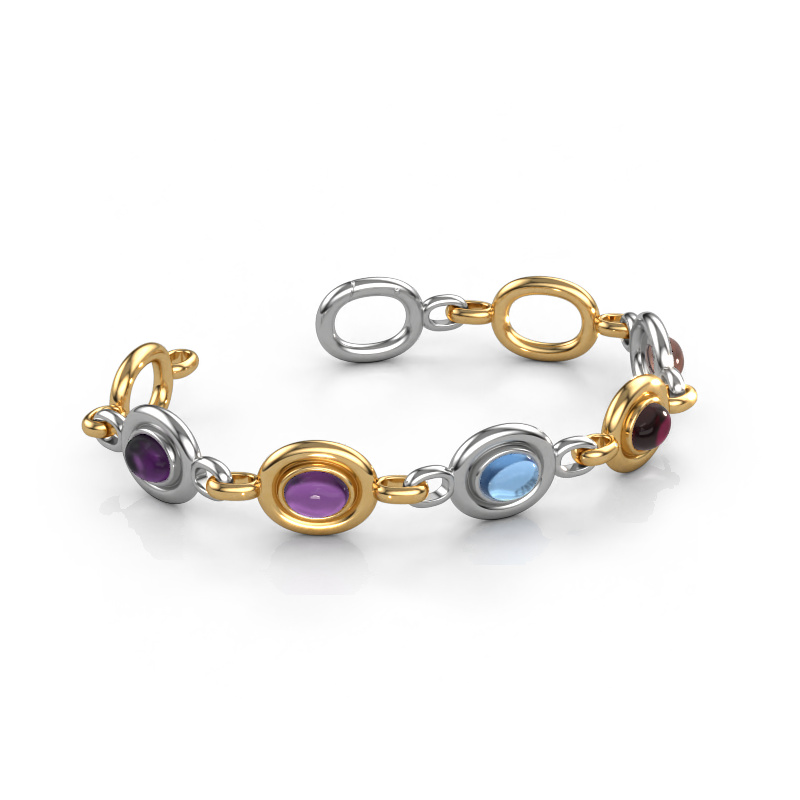 Image of Link bracelet Maxima 5 585 white gold Amethyst 8x6 mm