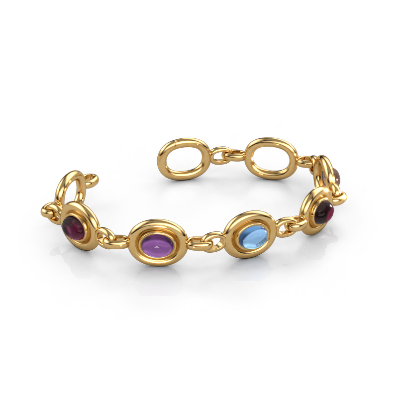 Image of Link bracelet Maxima 5 585 gold Rhodolite 8x6 mm