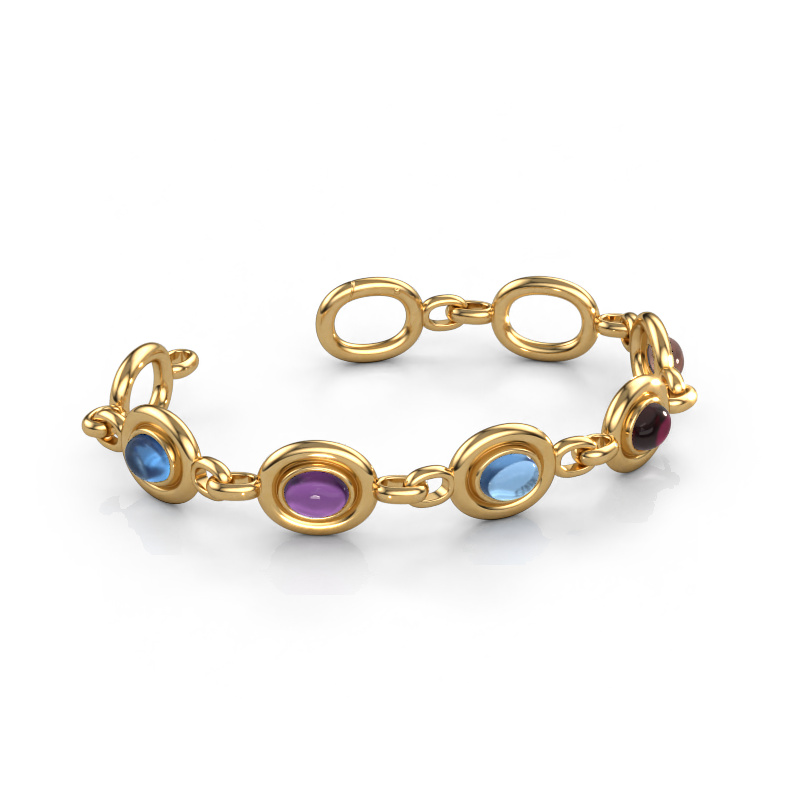 Image of Link bracelet Maxima 5 585 gold Blue topaz 8x6 mm