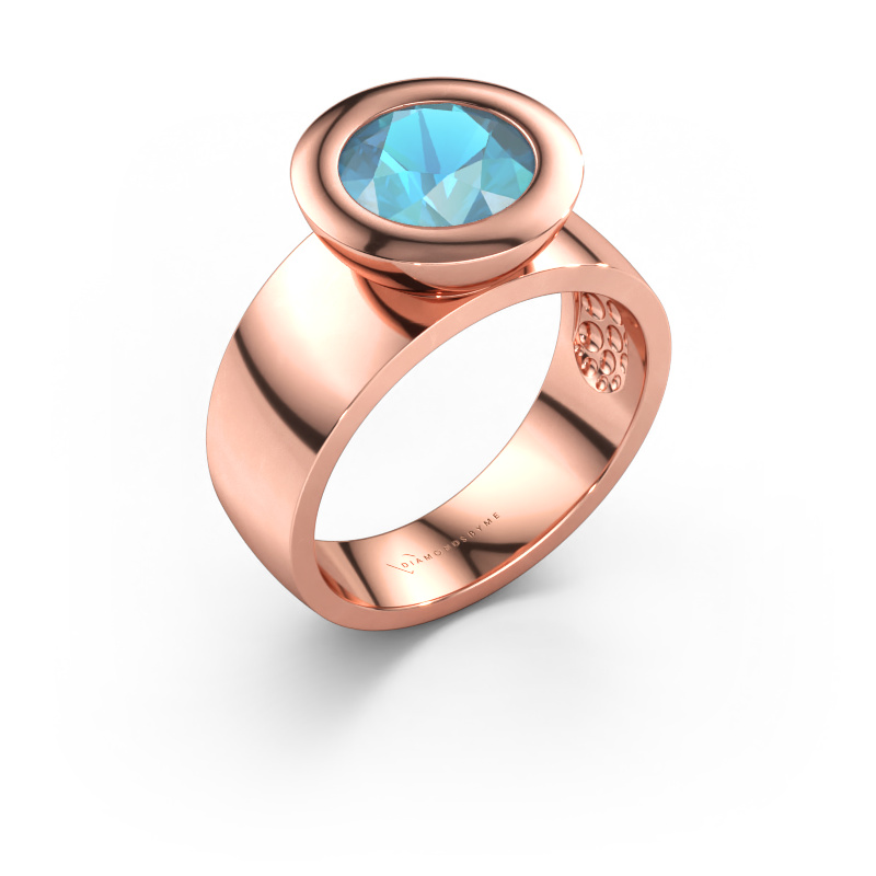 Bild av Ring Maxime 585 roséguld Blå topas 8 mm