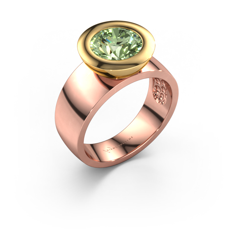 Image of Ring Maxime 585 rose gold Green lab grown diamond 8 mm