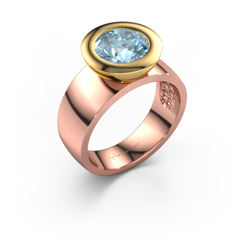 Image of Ring Maxime 585 rose gold Blue lab grown diamond 8 mm