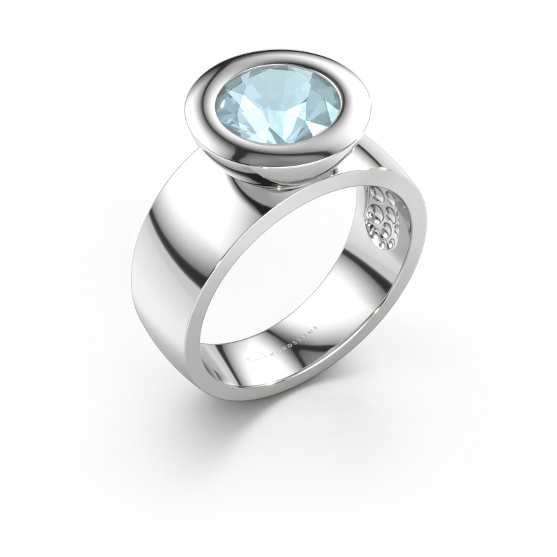 Bild av Ring Maxime 585 vitt guld Akvamarin 8 mm