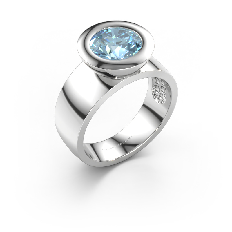 Bild av Ring Maxime 585 vitt guld Blå labbodlad diamant 8 mm