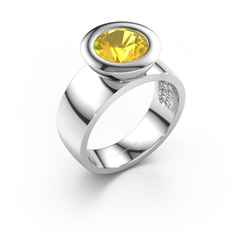 Immagine di Anello Maxime 585 oro bianco Zaffiro giallo 8 mm