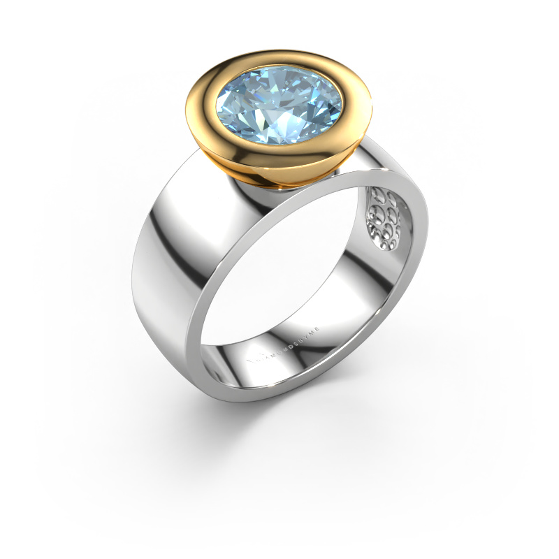 Image of Ring Maxime 585 white gold Blue lab grown diamond 8 mm