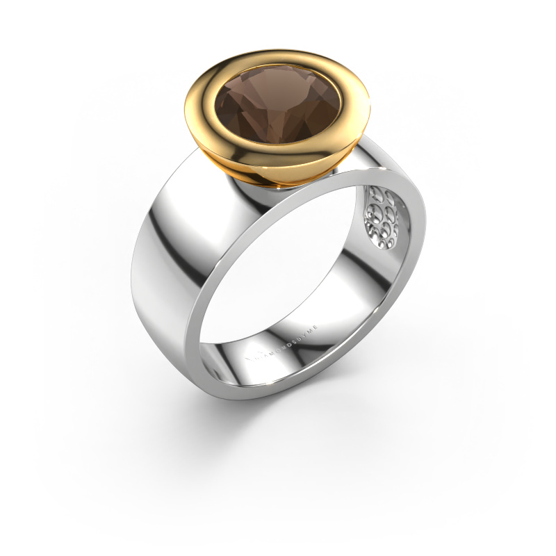 Image of Ring Maxime 585 white gold Smokey quartz 8 mm