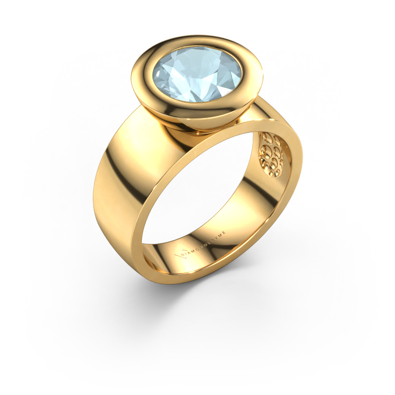 Image de Bague Maxime 585 or jaune Aigue-marine 8 mm