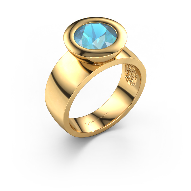Image de Bague Maxime 585 or jaune Topaze bleue 8 mm
