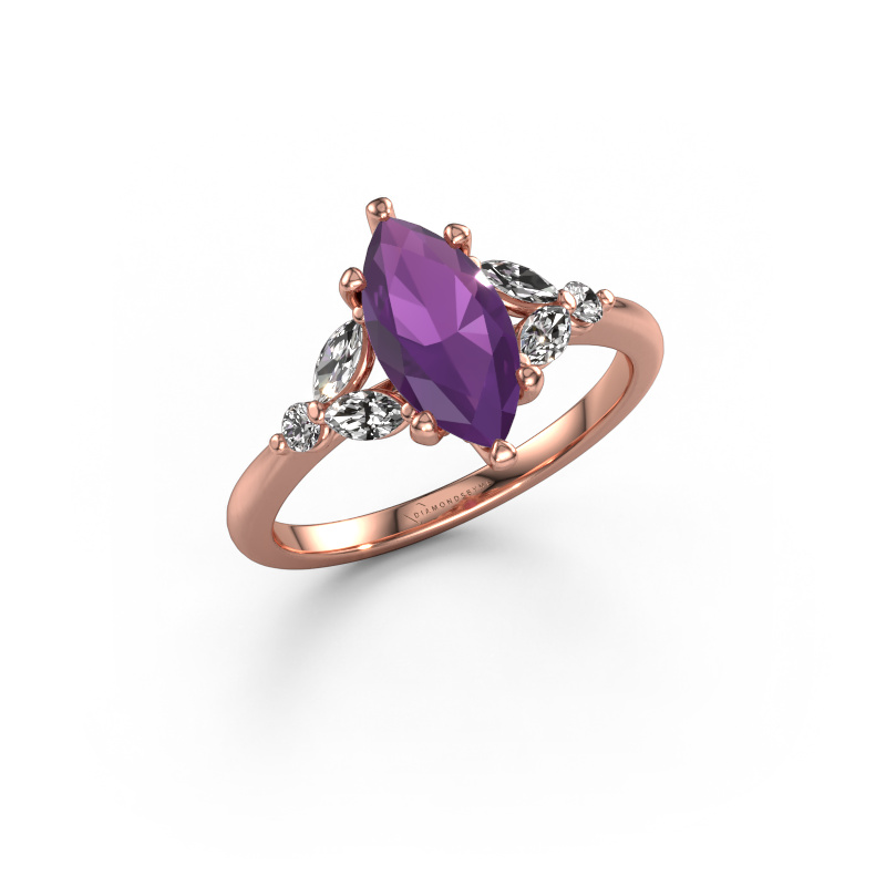 Image of Engagement ring Megan MRQ 585 rose gold Amethyst 11x5.5 mm