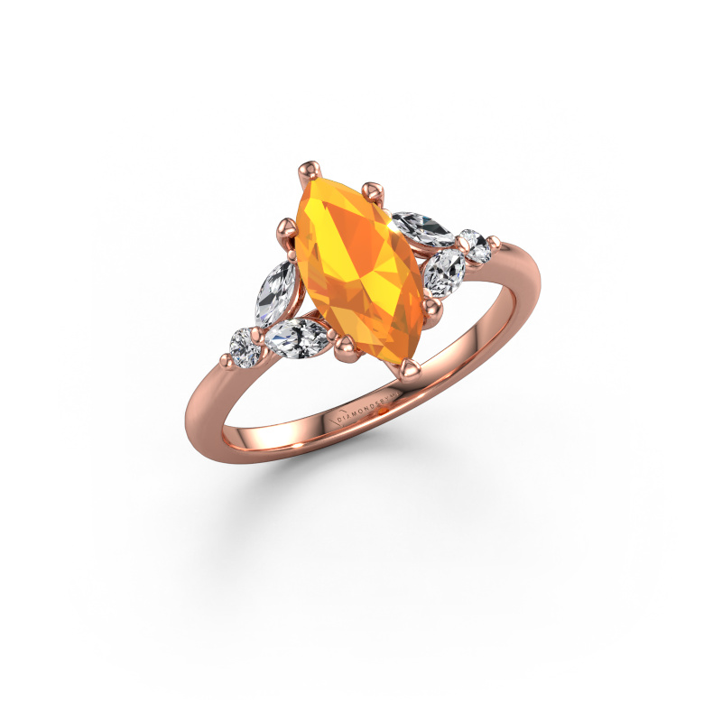 Image of Engagement ring Megan MRQ 585 rose gold Citrin 11x5.5 mm