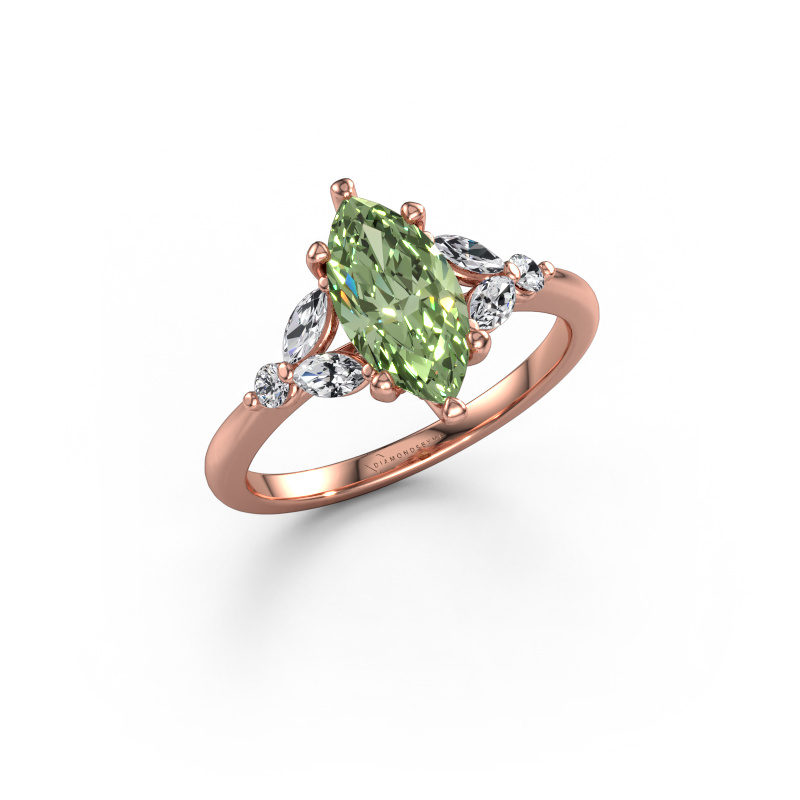 Image de Bague de fiançailles Megan MRQ 585 or rose Diamants synthétiques vert 11x5.5 mm