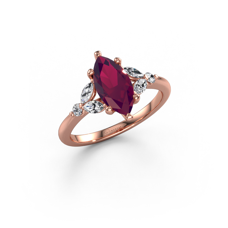 Image of Engagement ring Megan MRQ 585 rose gold Rhodolite 11x5.5 mm
