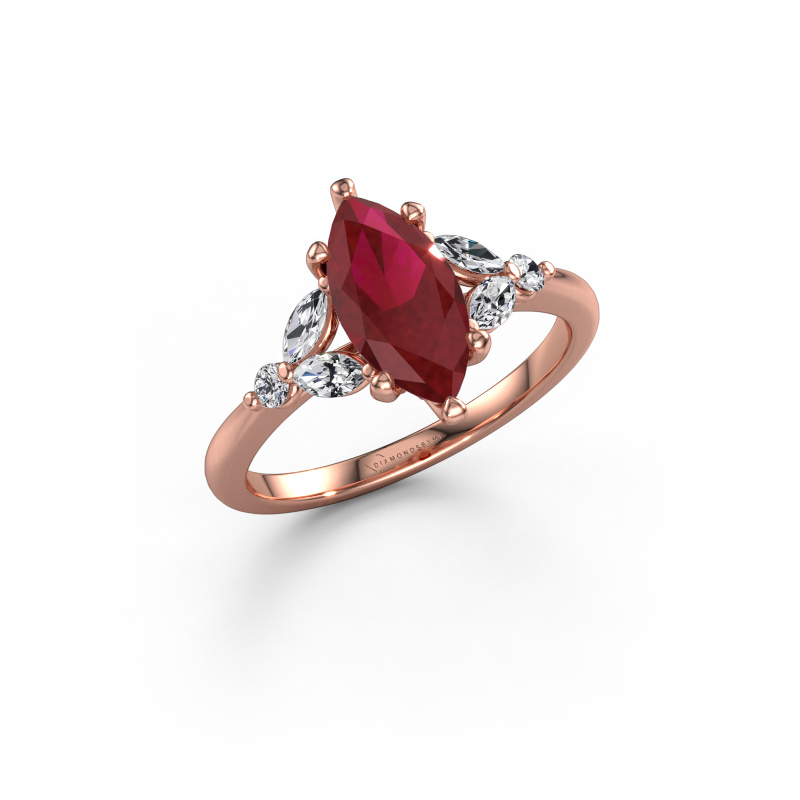 Image of Engagement ring Megan MRQ 585 rose gold Ruby 11x5.5 mm