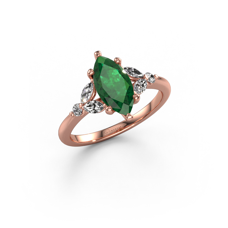 Image of Engagement ring Megan MRQ 585 rose gold Emerald 11x5.5 mm