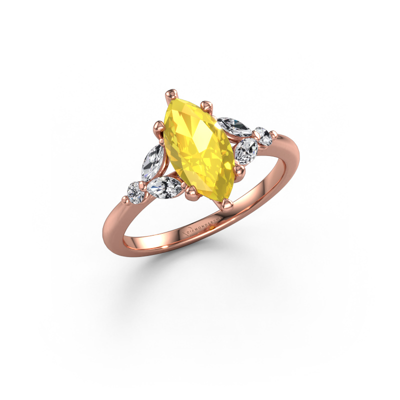 Image of Engagement ring Megan MRQ 585 rose gold Yellow sapphire 11x5.5 mm