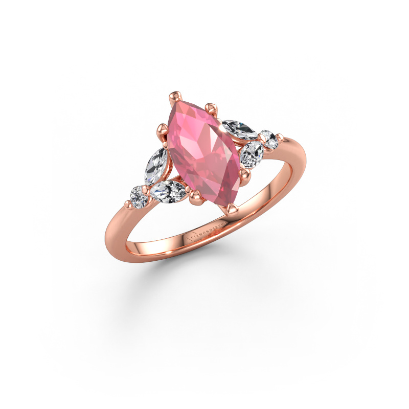 Image de Bague de fiançailles Megan MRQ 585 or rose Rose tourmaline 11x5.5 mm