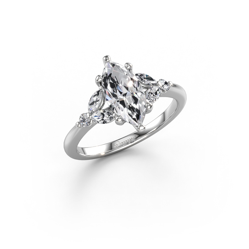 Image de Bague de fiançailles Megan MRQ 585 or blanc Diamant custom 11x5.5 mm