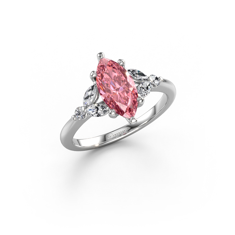 Image of Engagement ring Megan MRQ 950 platinum Pink lab grown diamond 11x5.5 mm