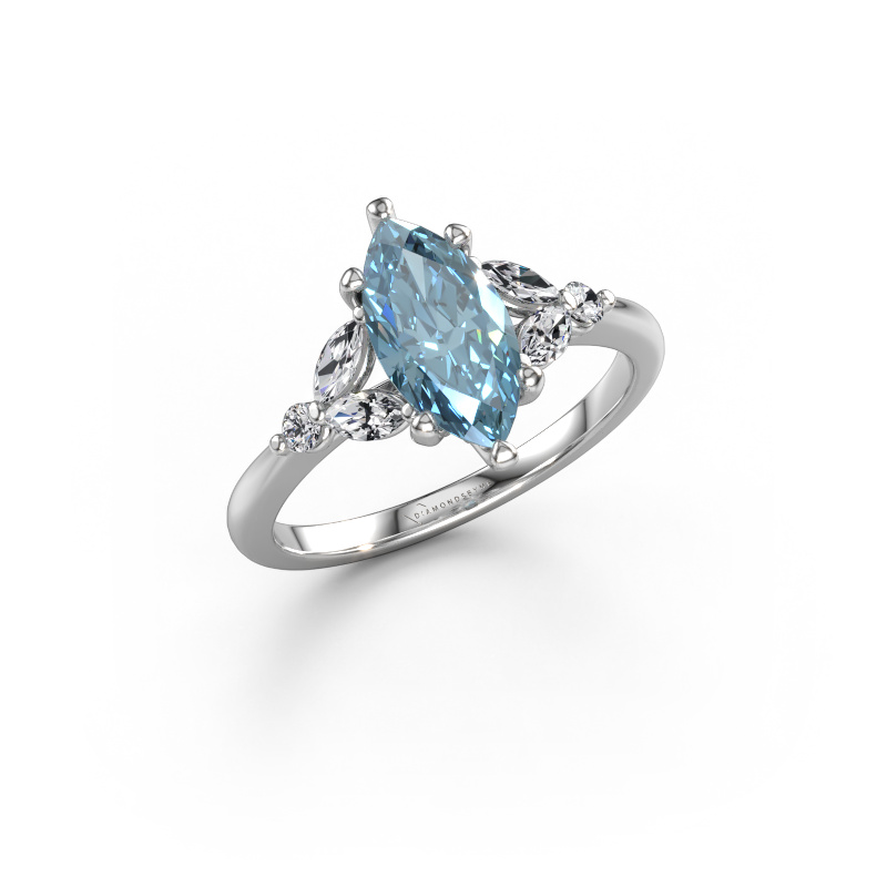 Bild von Verlobungsring Megan MRQ 950 Platin Blauer Labordiamant 11x5.5 mm
