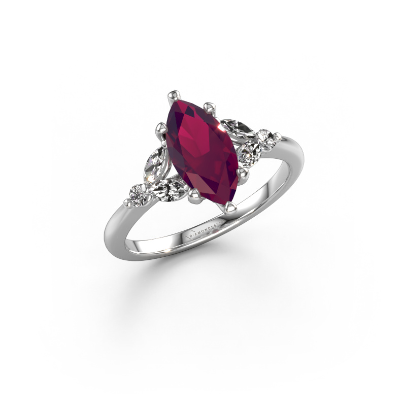 Image of Engagement ring Megan MRQ 950 platinum Rhodolite 11x5.5 mm