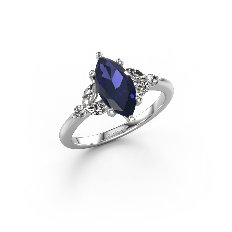 Image of Engagement ring Megan MRQ 585 white gold Sapphire 11x5.5 mm