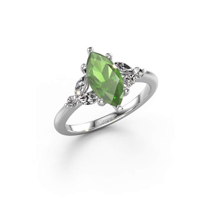 Image of Engagement ring Megan MRQ 950 platinum Tourmaline green 11x5.5 mm