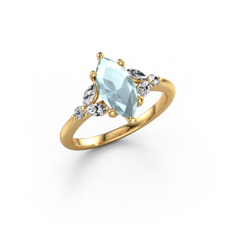 Image of Engagement ring Megan MRQ 585 gold Aquamarine 11x5.5 mm