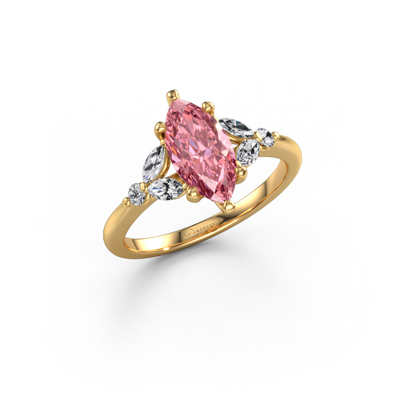 Image of Engagement ring Megan MRQ 585 gold Pink lab grown diamond 11x5.5 mm