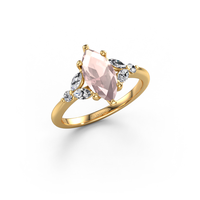 Image of Engagement ring Megan MRQ 585 gold Morganite champagne 11x5.5 mm