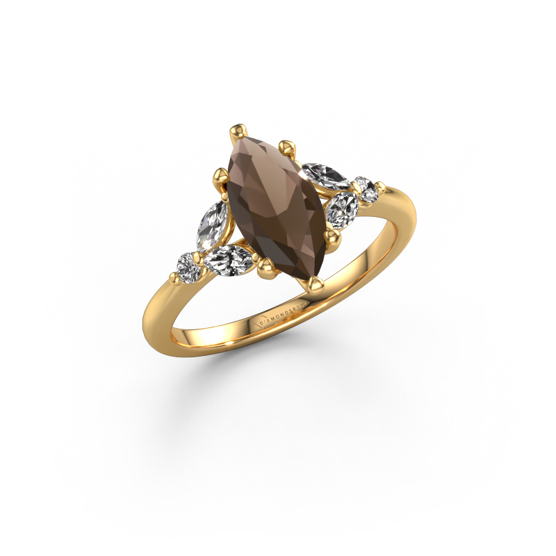 Image of Engagement ring Megan MRQ 585 gold Smokey quartz 11x5.5 mm