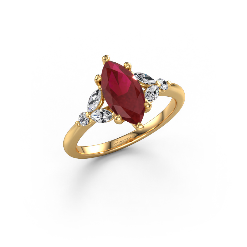 Image of Engagement ring Megan MRQ 585 gold Ruby 11x5.5 mm
