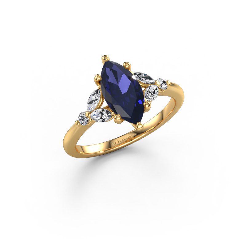 Image of Engagement ring Megan MRQ 585 gold Sapphire 11x5.5 mm